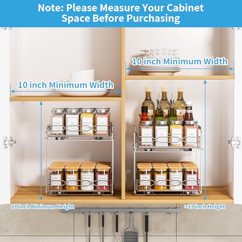 Pull Out Spice Rack (9.25”W x 10.39”D x 9.76”H)