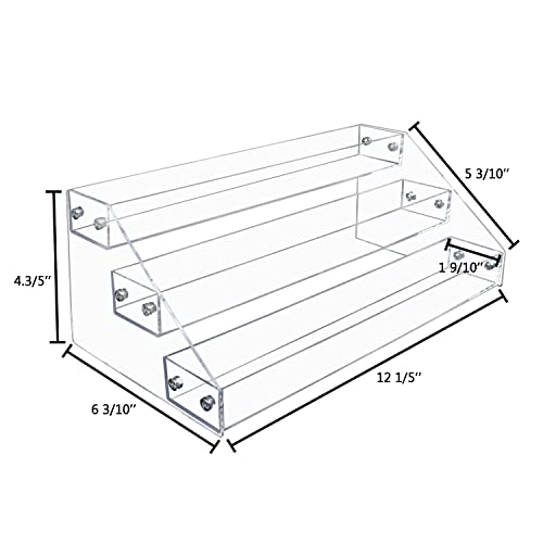 3 Tier Clear Acrylic Spice Rack Organizer for Cabinet Countertop (3 Tier - inner width 1.93'')
