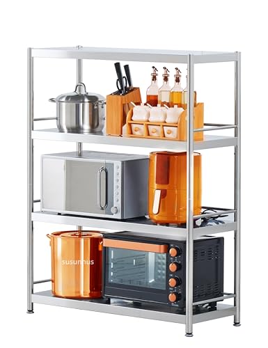 Stainless Shelving with Guardrails (31.5*15.8in-4T(Guardrails))