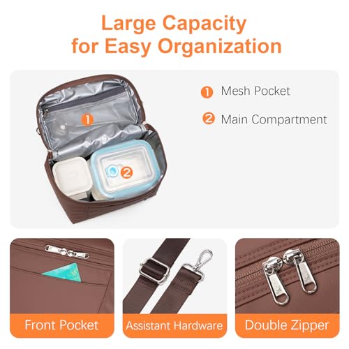 NOL 4 Liters Small Insulated Lunch Bags for Women Cooler Bag Lightweight Nylon Waterproof Lunch Box For Work （Small (Coffee / Small (4 Liters))