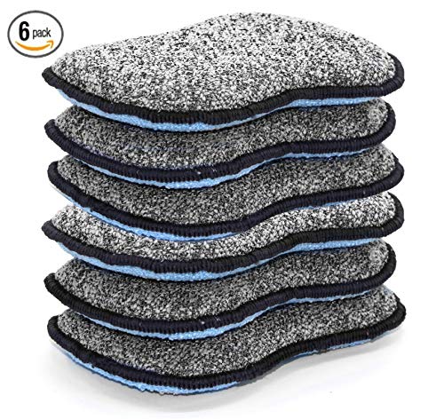 Multi Purpose Scrub Sponges for Kitchen By Scrub (Gray & Blue / Large (Pack of 6))