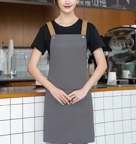 Personalized Custom Aprons Custom Adjustable Kitchen Cooking Aprons Hair Stylist Cafe Work Aprons For Men And Women (Grey Color)