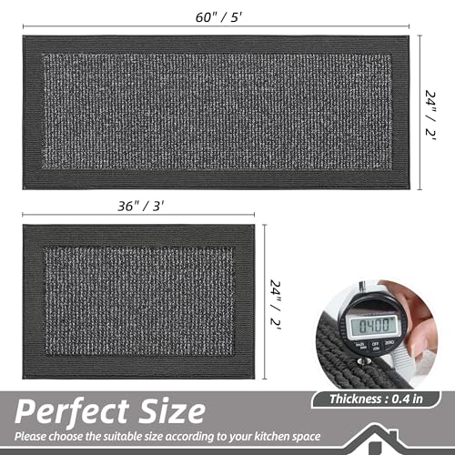 Kitchen Rugs Set of 2 (Charcoal / 24"x36"+24"x60" (Rectangular))