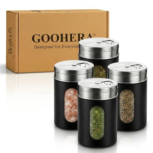 4 Piece Salt and Pepper Shakers Set (Black)