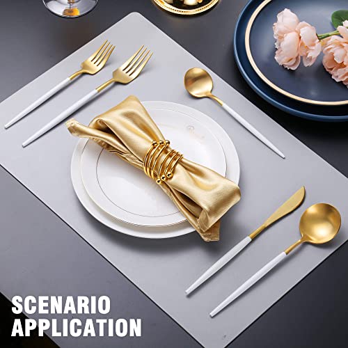Matte White Gold Silverware Set for 4 (White Gold / 20 Pieces Set)