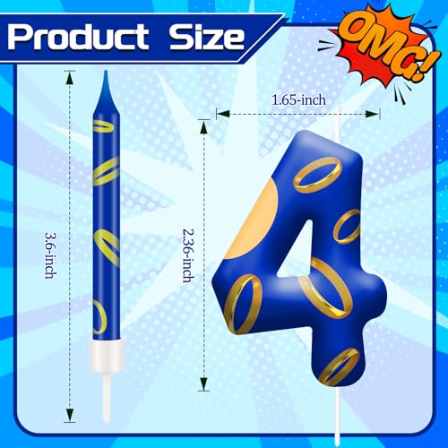 13PCS Birthday Cake Candles Set (Blue+Gold / 4)
