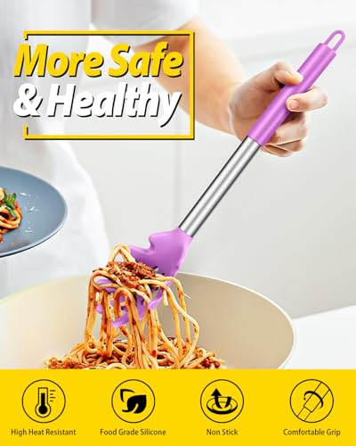 Silicone Soup Ladle and Pasta Spoon Set (Purple)