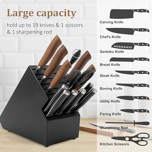Universal Knife Block Without Knives (Black-20 Slot)