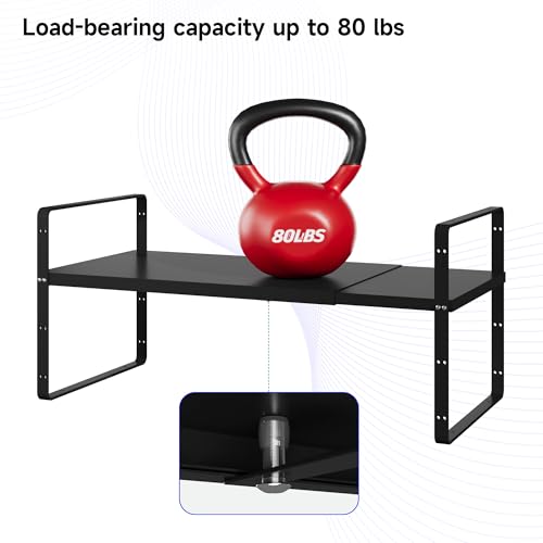 Expandable Cabinet Shelf Organizer (Black Small)