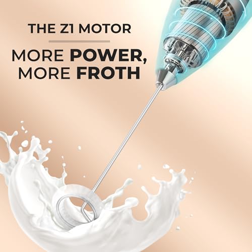 Powerful Milk Frother Wand With Duracell Batteries (44 - Fresh Mint / Z1 Motor + Batteries)