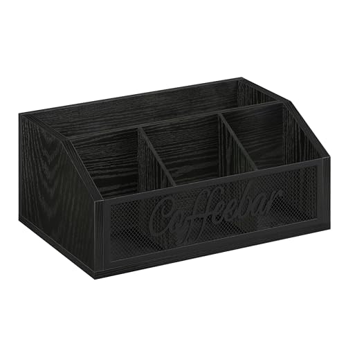 Coffee Station Organizer for Countertop (Iron Mesh-Black / 1 Tier)