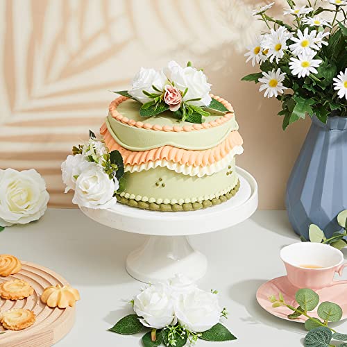 9 Pcs Cake Flower Toppers Floral Wedding Cake Decoration (White)