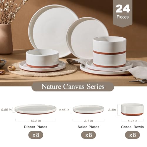 24 Pieces Porcelain Dinnerware Sets (Cloud White)