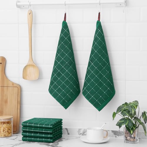 100% Cotton Terry Kitchen Dish Cloths (Dark Green / 12 X 12 - 12 Pack)
