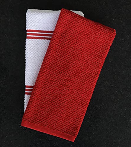 Kitchen Towels Pack of 4 (Rust Stripes / 16" x 26" - 4 pack)
