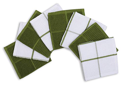 Dish Cloths for Washing Dishes Set of 8 (Green Box / 12" x 12" - 8 pack)