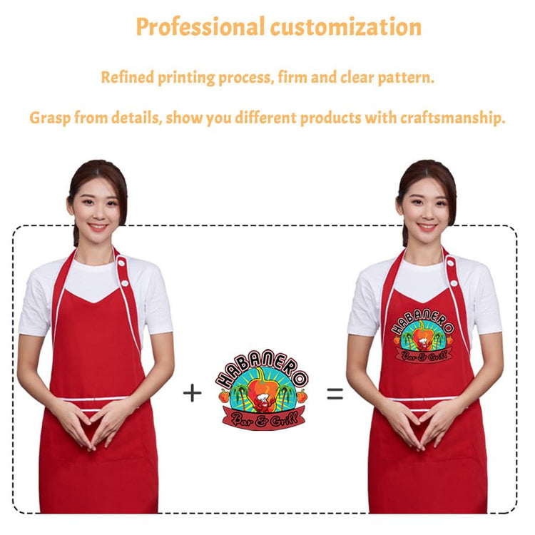 Personalized Custom Aprons Custom Adjustable Kitchen Cooking Aprons Hair Stylist Cafe Work Aprons For Men And Women (Red1)