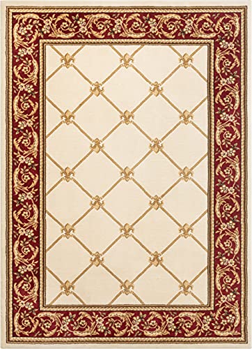 Timeless Collection Fleur De Lis Ivory 6x9 Luxurious Traditional French Aubusson Oriental Area Rug Perfect for Living Room Bedroom or Dining Room Easy (6'7" x 9'3" (Rectangular) / Ivory)