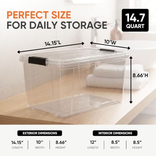 14.7 Quart Clear Plastic Storage Boxes with Lids (14.7 Quart)