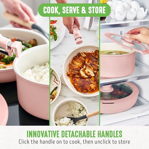 10 Piece Nonstick Pots & Pans Set (Dusty Rose)