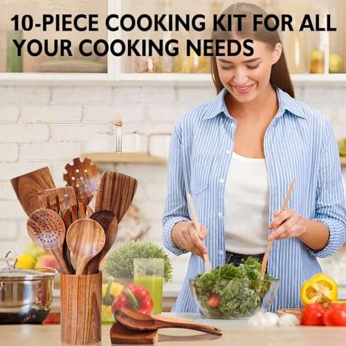 Wooden Spoons for Cooking 10 Pieces Set (10 Piece Set)