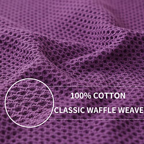 100% Cotton Waffle Weave Kitchen Dish Cloths 6 (Purple / 12 X 12 - 6 Pack)