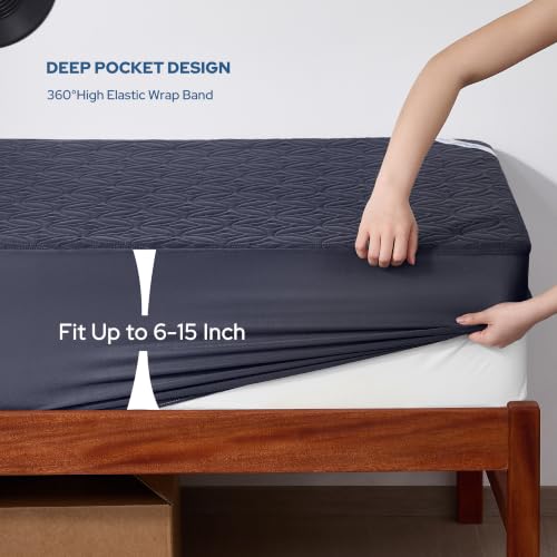 Waterproof Mattress Protector (3 Navy Blue / Twin)