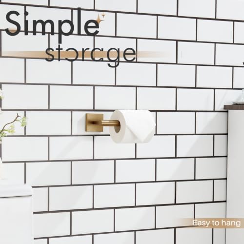 Toilet Paper Holder Champagne Bronze Toilet Roll Holder Hold Mega Rolls Kitchen Bathroom Tissue Paper Dispenser Stainless Steel (Champagne Bronze / Horizontal)