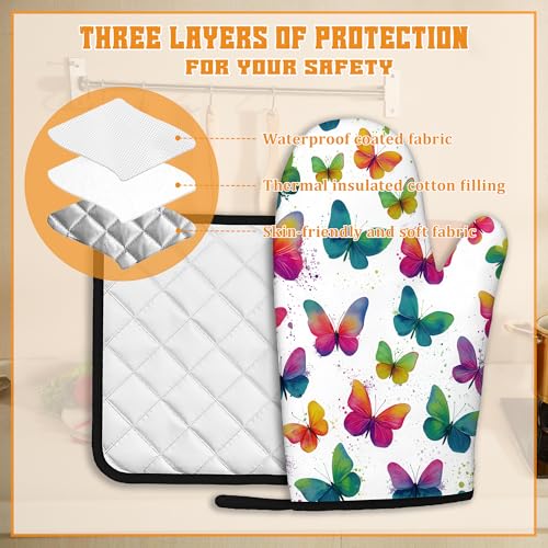 Colorful Butterfly Oven Mitts and Pot Holders (Colorful Butterfly)