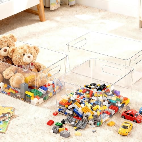 Clear Plastic Storage Bins (4pack 11.2"Lx 7.5"W x 6" H)