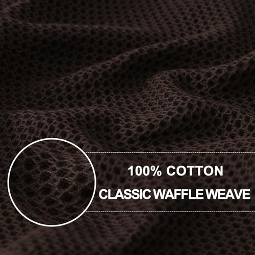 100% Cotton Waffle Weave Kitchen Dish Towels 12 (Dark Brown / 13 X 28 - 12 Pack)