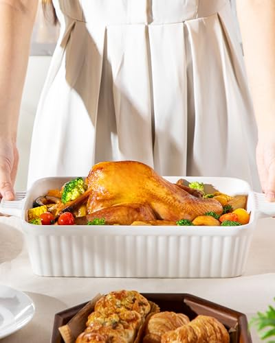 4.4QT Ceramic Casserole Dishes for Oven (White / 4.4 QT)