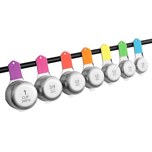 Magnetic Stainless Steel Measuring Cups Set of 7 Patented (Neon / Magnetic - Set of 7)