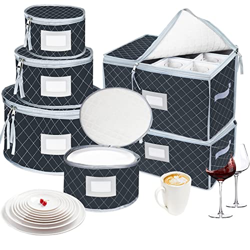 China Dinnerware Storage Containers Set (Gray / 6 Pack China Storage Containers Set (Gray）)