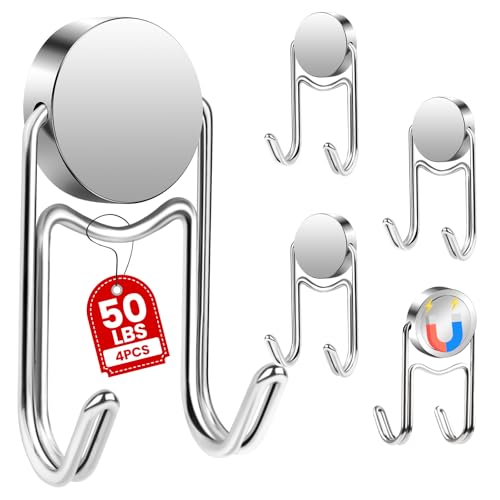 Magnetic Hooks for Cruise Cabins 50Lbs+ Heavy Duty Magnet Hook (Silver / 1.0in×2.2in-2)