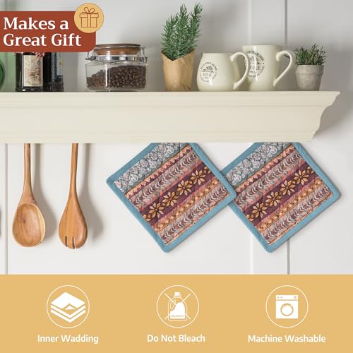 Pot Holders 100% Cotton Potholders (022 - Fair Isle / 8" x 8" (Pot Holder Pack of 1))