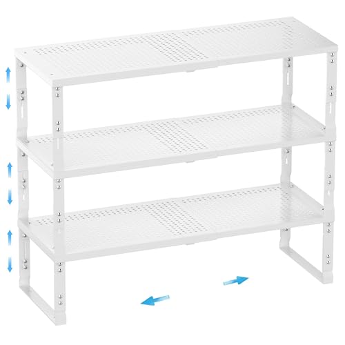 Expandable Spice Rack (3packs/White / LARGE:10.24"D x 16.54"W x 6.42"H)