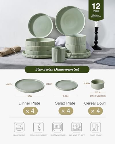 Star Stoneware Dinnerware Set (Matte Sage Green)