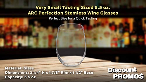 Stemless Wine Glasses by ARC 5.5 oz. Set of 12 (Blank - Clear / 12 Glasses)