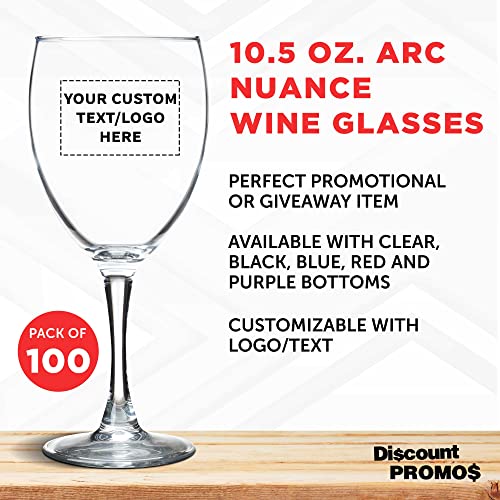 Custom Nuance Wine Glasses by ARC 10.5 oz. Set of 10 (- Custom - Clear / 10/50/100 count)