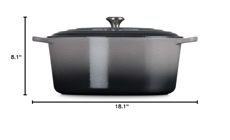 Enameled Cast Iron Oval Dutch Oven (Oyster / 15.5 qt)