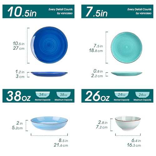 Bonita Stoneware Dinnerware Sets (Bonita Blue / Service for 6 (24 Pcs-new ))