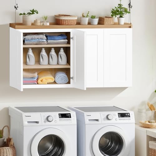 Solid Wood Laundry Room Wall Cabinets (White / 27"W*12"D*30"H)
