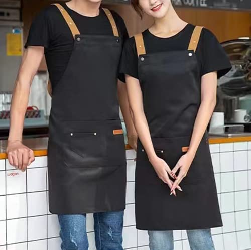 Personalized Custom Aprons Custom Adjustable Kitchen Cooking Aprons Hair Stylist Cafe Work Aprons For Men And Women (Black Color)