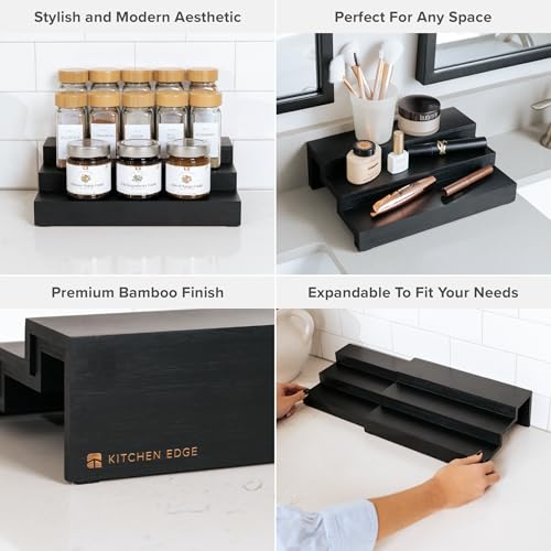 3 Tier Expandable Spice Rack Organizer (Black Bamboo)