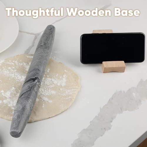 African Natural Marble French Rolling Pin (Shuttle Grey Marble 16 Inch)