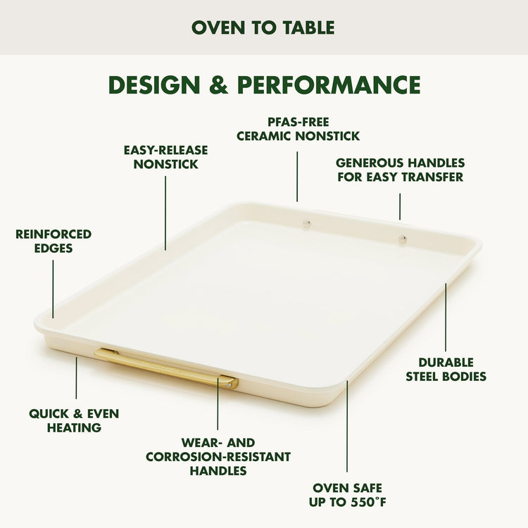 Bakeware 13" x 18" Ceramic Nonstick Half Sheet Pan (13" x 18" Half Sheet Pan / Cream)