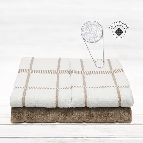 100% Cotton Terry Dish Towels (Dish Towel - 4 pack / Tan)