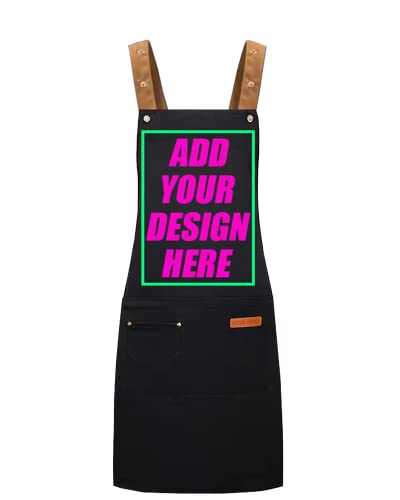 Personalized Custom Aprons Custom Adjustable Kitchen Cooking Aprons Hair Stylist Cafe Work Aprons For Men And Women (Black Color)