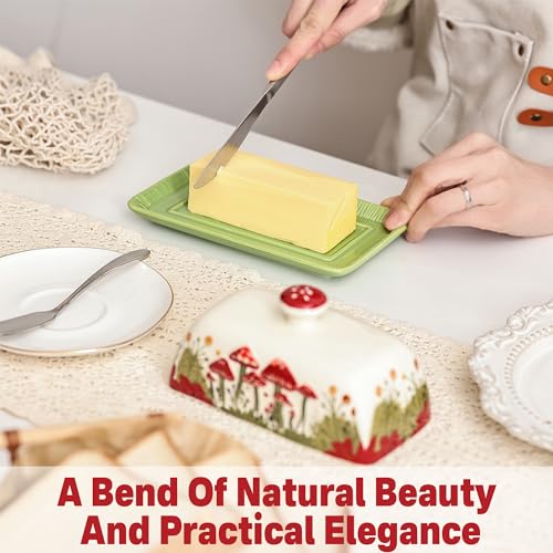 Ceramic Butter Dish with Lids (['White', 'Red', 'Green'] / Standard)